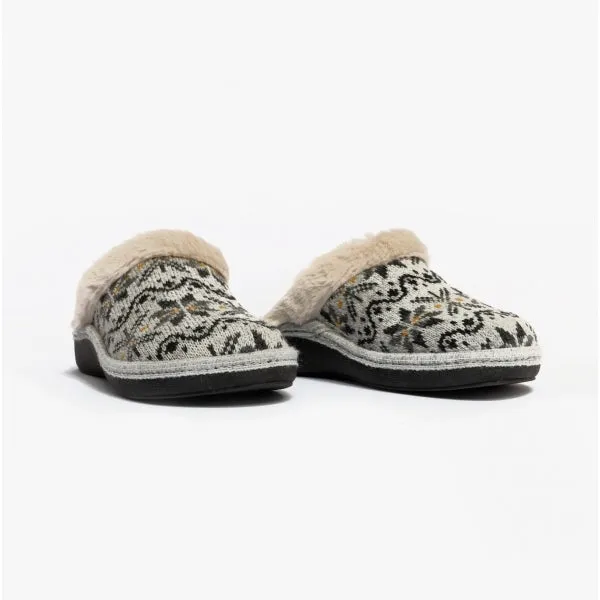 Padders SORREL Womens (E Fit) Mule Slippers Grey Combi