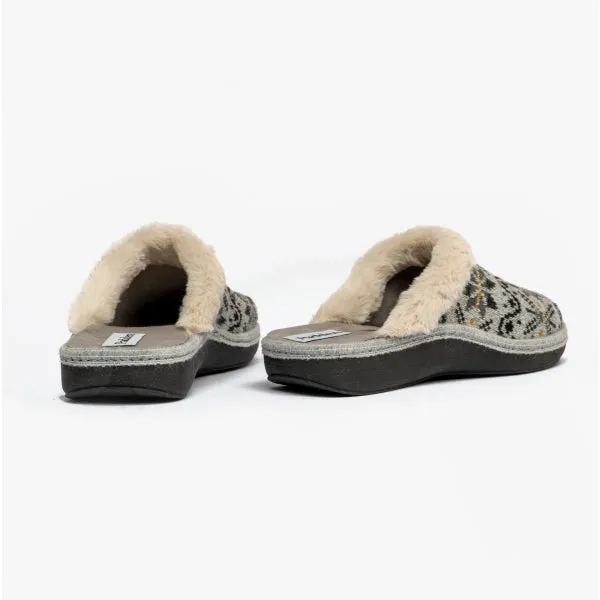 Padders SORREL Womens (E Fit) Mule Slippers Grey Combi