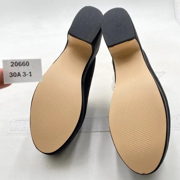 Pazzion Black Thick Platform Round Closed Toe Slip On Block High Heel Clogs Mule