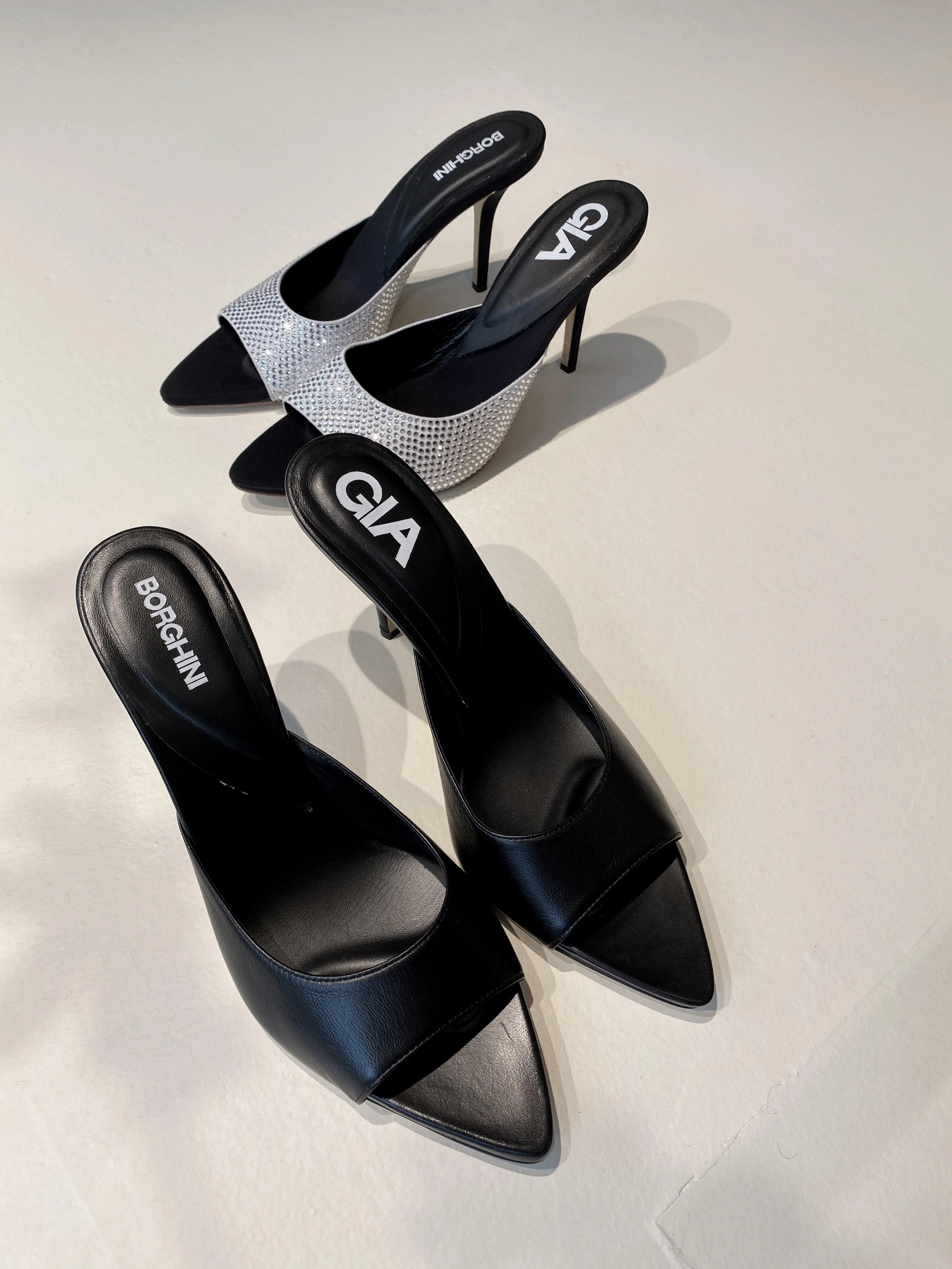 Perni 04, Black, Pointe Toe Mule
