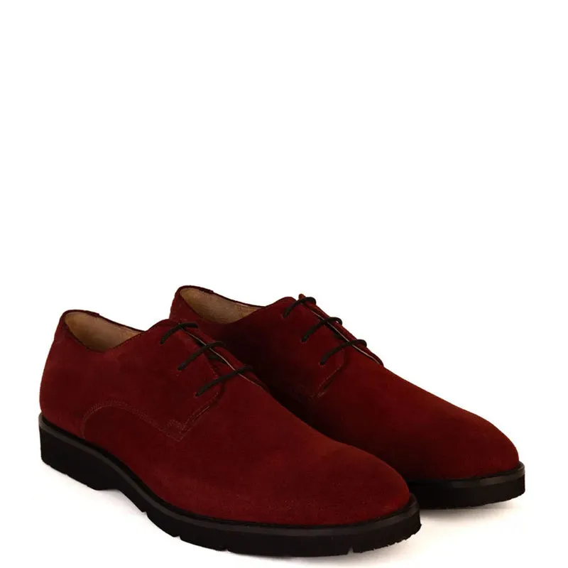 Plain Suede Leather Derby Shoes For Men