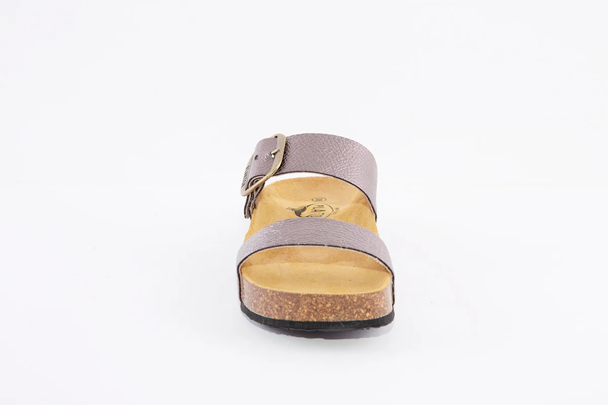 PLAKTON - 343004 FLAT BUCKLE MULE - PEWTER