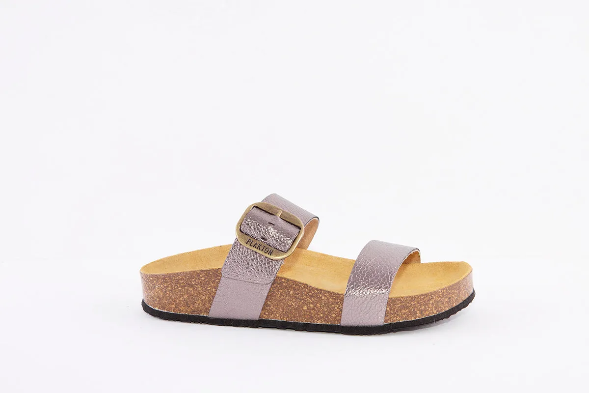 PLAKTON - 343004 FLAT BUCKLE MULE - PEWTER