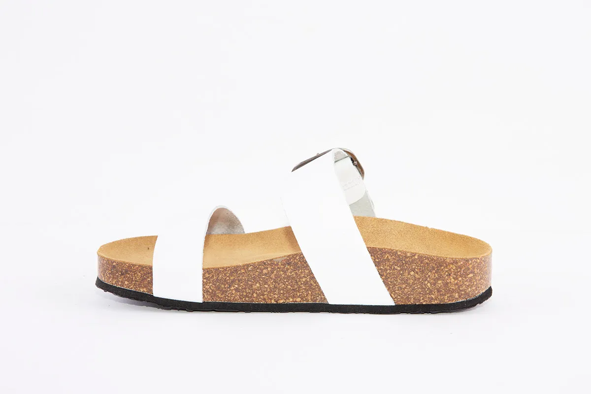 PLAKTON - 343004 FLAT BUCKLE MULE - WHITE