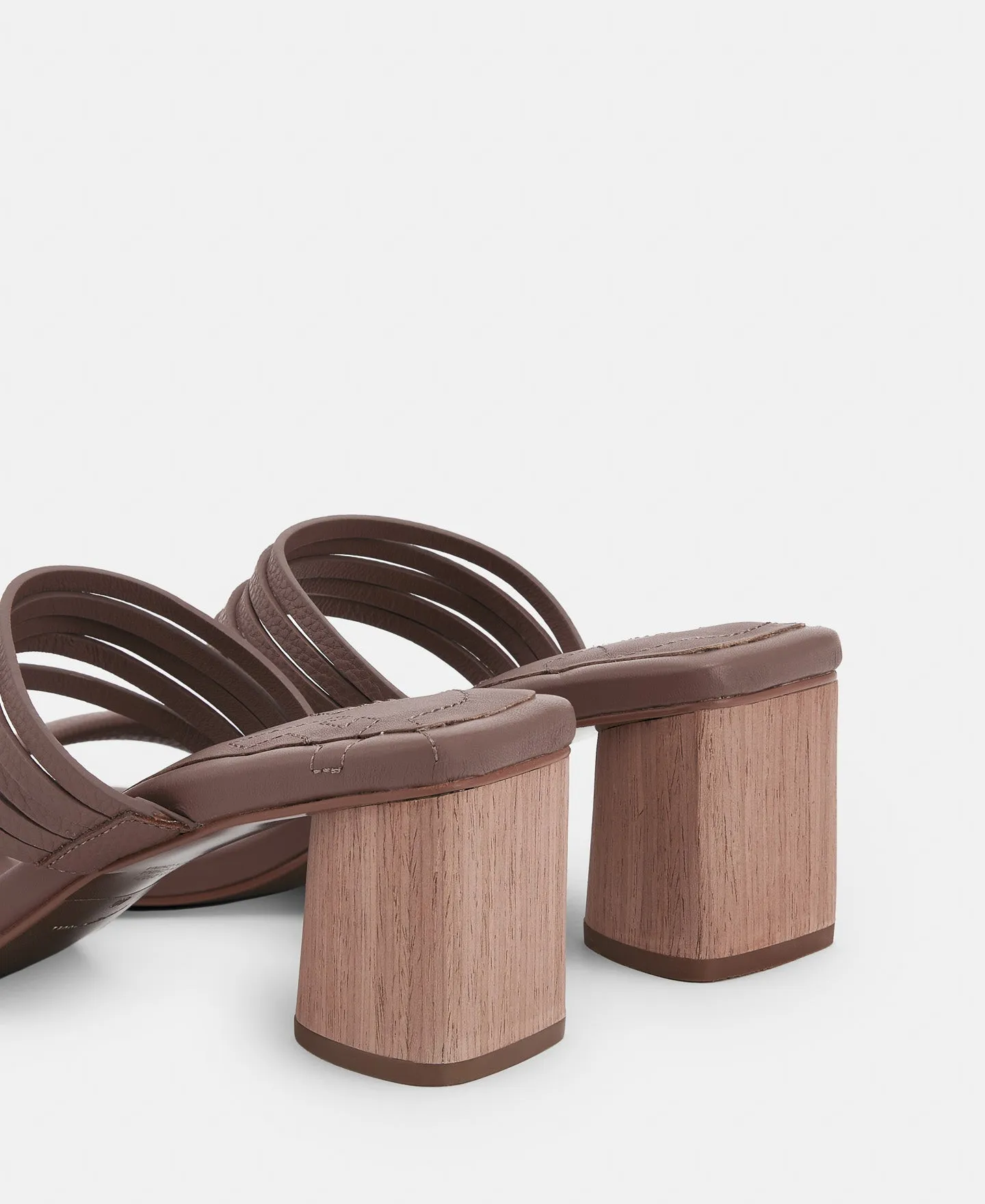Plum Square Leather Sandal With Wooden Heel