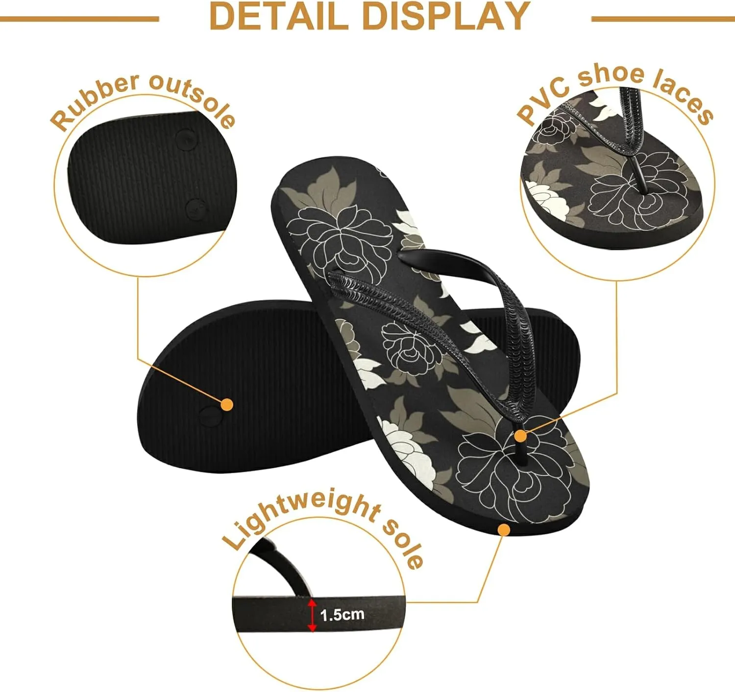 Poeticcity Flip Sandal Men Women Flip Flops for Hotel Spa Home Slippers Bedroom Travel S-XXL