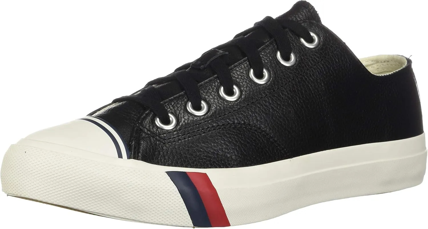 PRO-Keds Men's Royal Lo Lace Up Fashion Sneaker, Black Leather, 10.5
