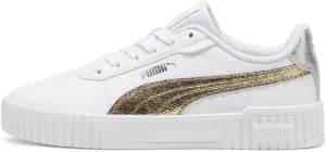 Puma Womens Carina 2.0 Metallic Shine Lace Up Sneakers Shoes Casual - White