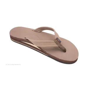 Rainbow Sandals Women's Arch Narrow Strap Double Layers Dark Brown Leather