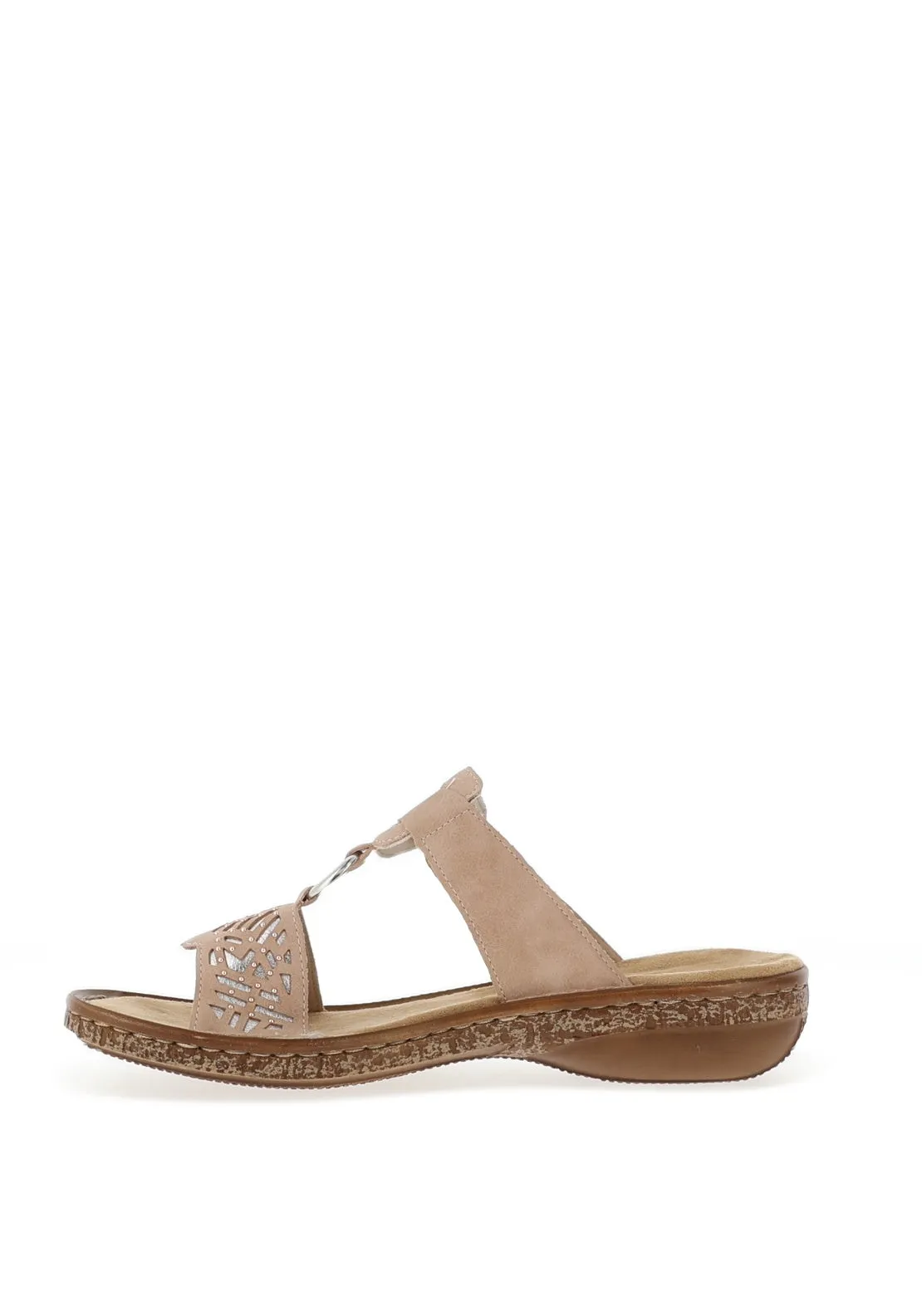 Rieker Womens T Bar Mule Sandals, Light Pink