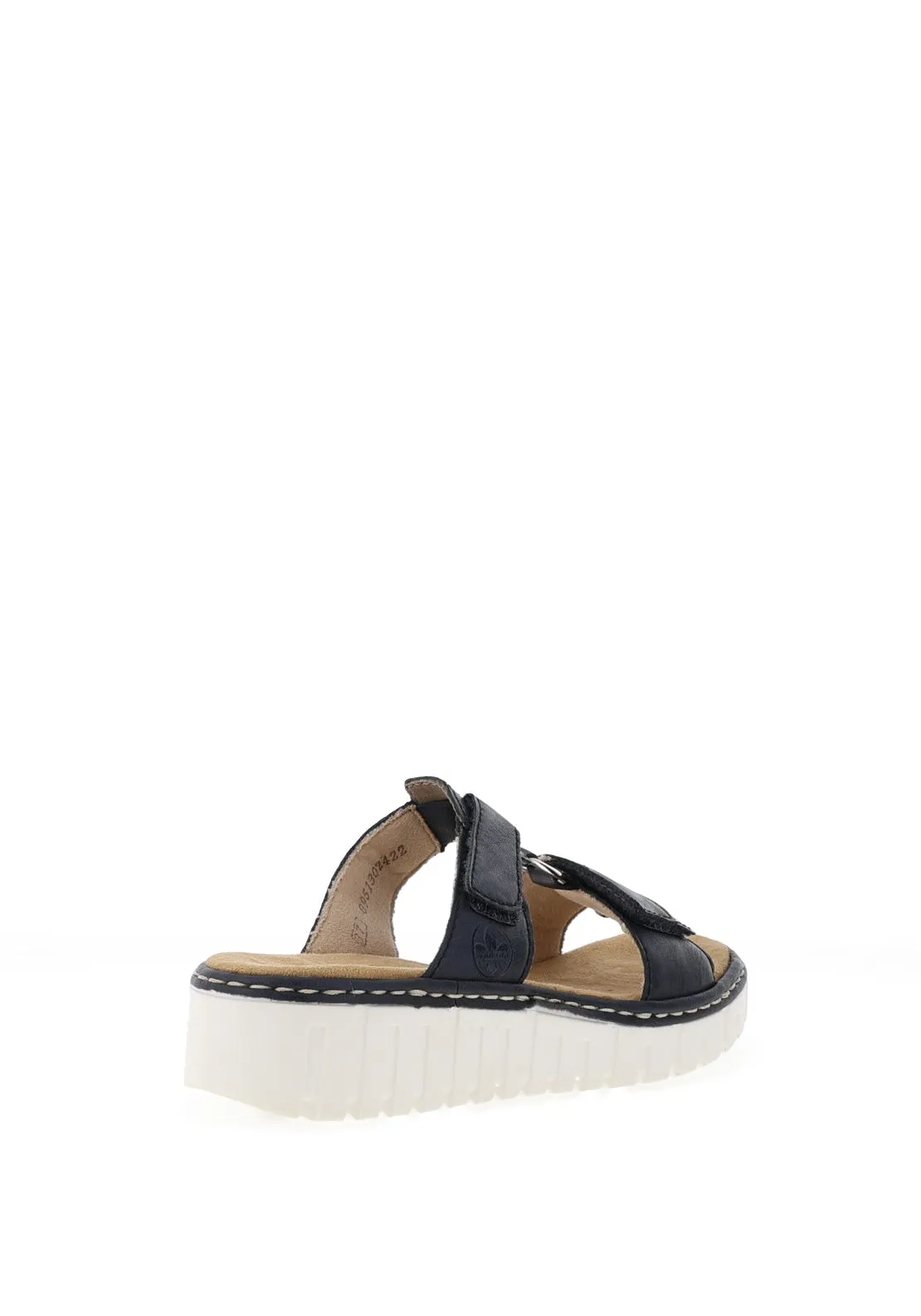 Rieker Womens T Bar Mule Sandals, Navy Blue