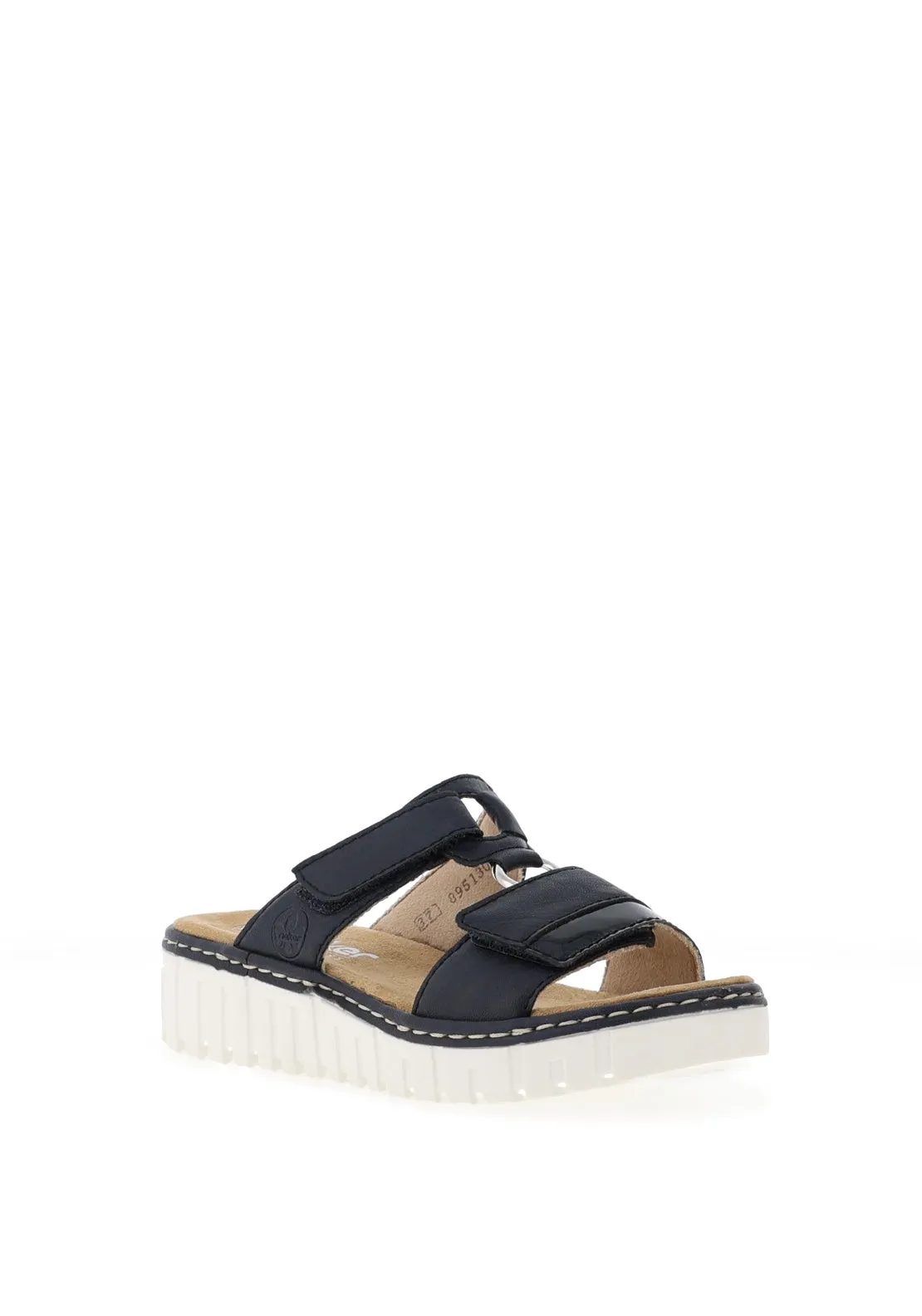 Rieker Womens T Bar Mule Sandals, Navy Blue