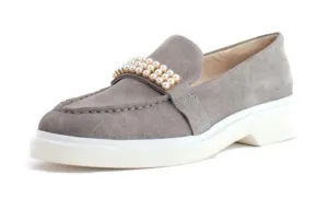 Rita Smooth Style EMELIO Finish Chic Sophisticated GRAY Loafers Suede York Shoe Cecelia Sophisticated New