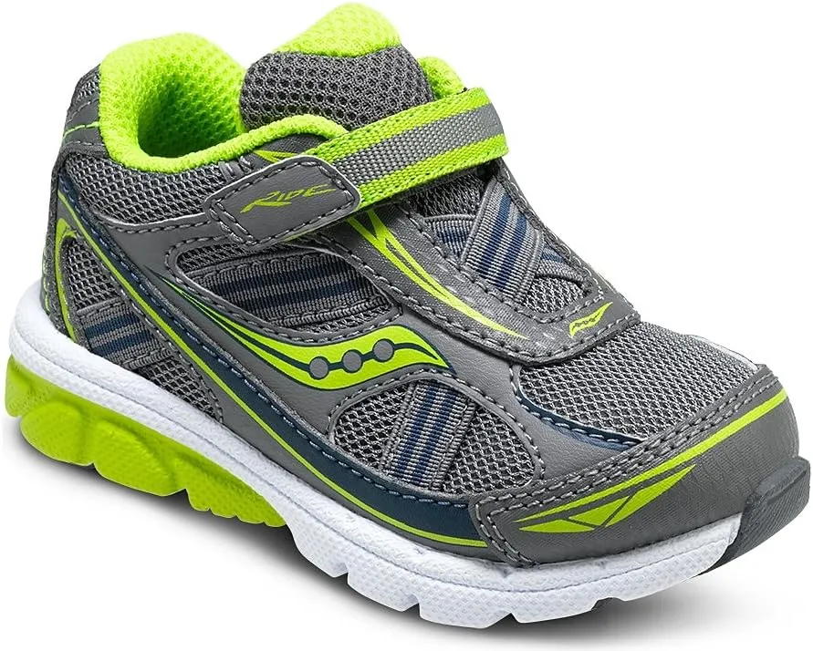 Saucony Boys Baby Ride Sneaker (Toddler/Little Kid),Grey/Lime,6 M US Toddler