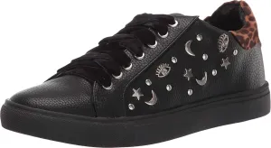 Sbicca Women's Clark Sneaker, Black/Leopard, 6.5