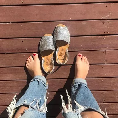 Silver glitter ladies leather sandal - LAST PAIRS 36,39,42.