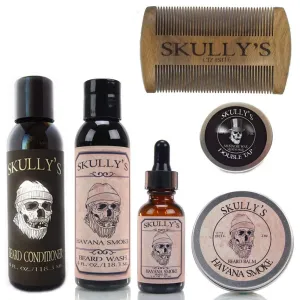 Skully's Ultimate Havana Smoke Beard Care Kit (Tobacco & Peppermint Scent) - Beard oil, Beard Balm, Beard Comb, Beard Conditioner, Mustache Wax for Men