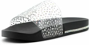 Slides Slip Jewelry Christmas sale Sandals Rhinestone Shop Flats Cape Clear Black Bold Mules Robbin