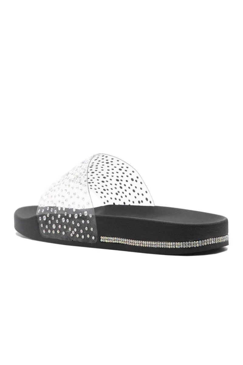 Slides Slip Jewelry Christmas sale Sandals Rhinestone Shop Flats Cape Clear Black Bold Mules Robbin