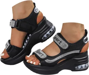 Sport Chunky Platform Sandals Women,Women's Hiking Sandals with Arch Support Walking Sandals Fashion Wedge Breathable Mesh Platform Shoes Outdoor Lightweight Antislip Beach Sandals