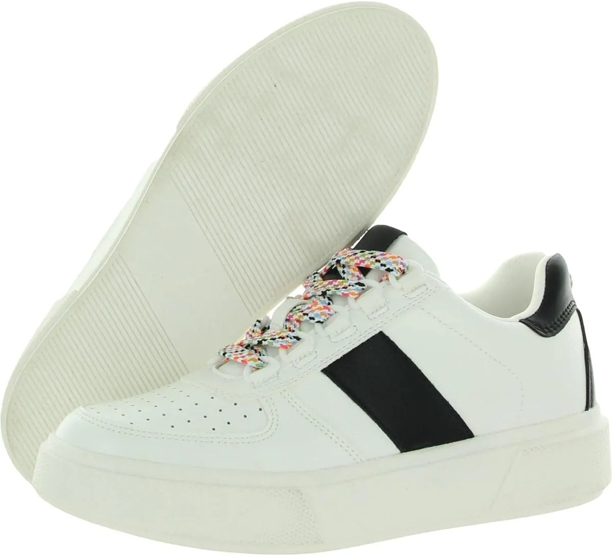 Steve Madden Eager Black Multi Lace Up Rounded Close Toe Fashion Sneaker