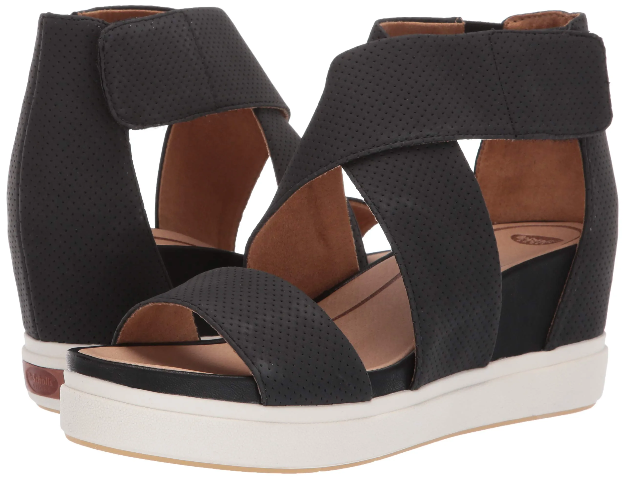 Strap Best-value Wedge Open Sheena Black Fashion Diverse collection 8  Toe Sandals Smooth Shoes Scholl's Dr.