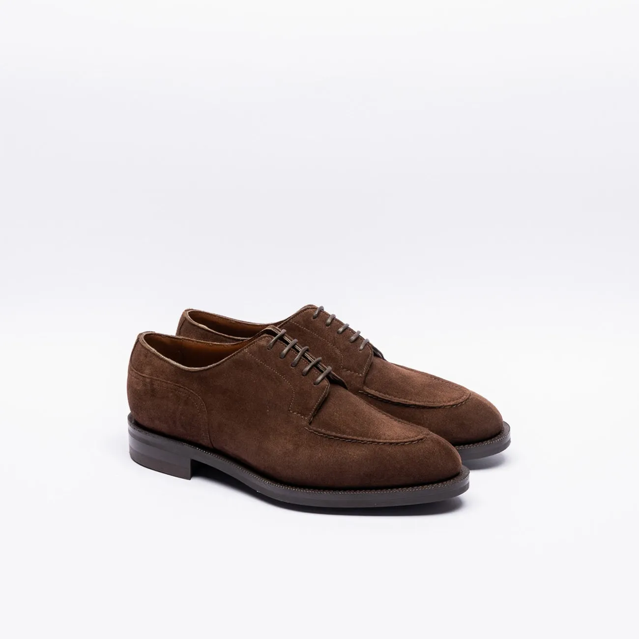 Stringata derby Edward Green Dover in camoscio marrone (Mink suede)