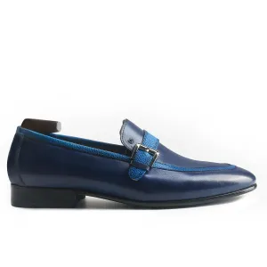 Stylish Navy Blue Buckled Loafers
