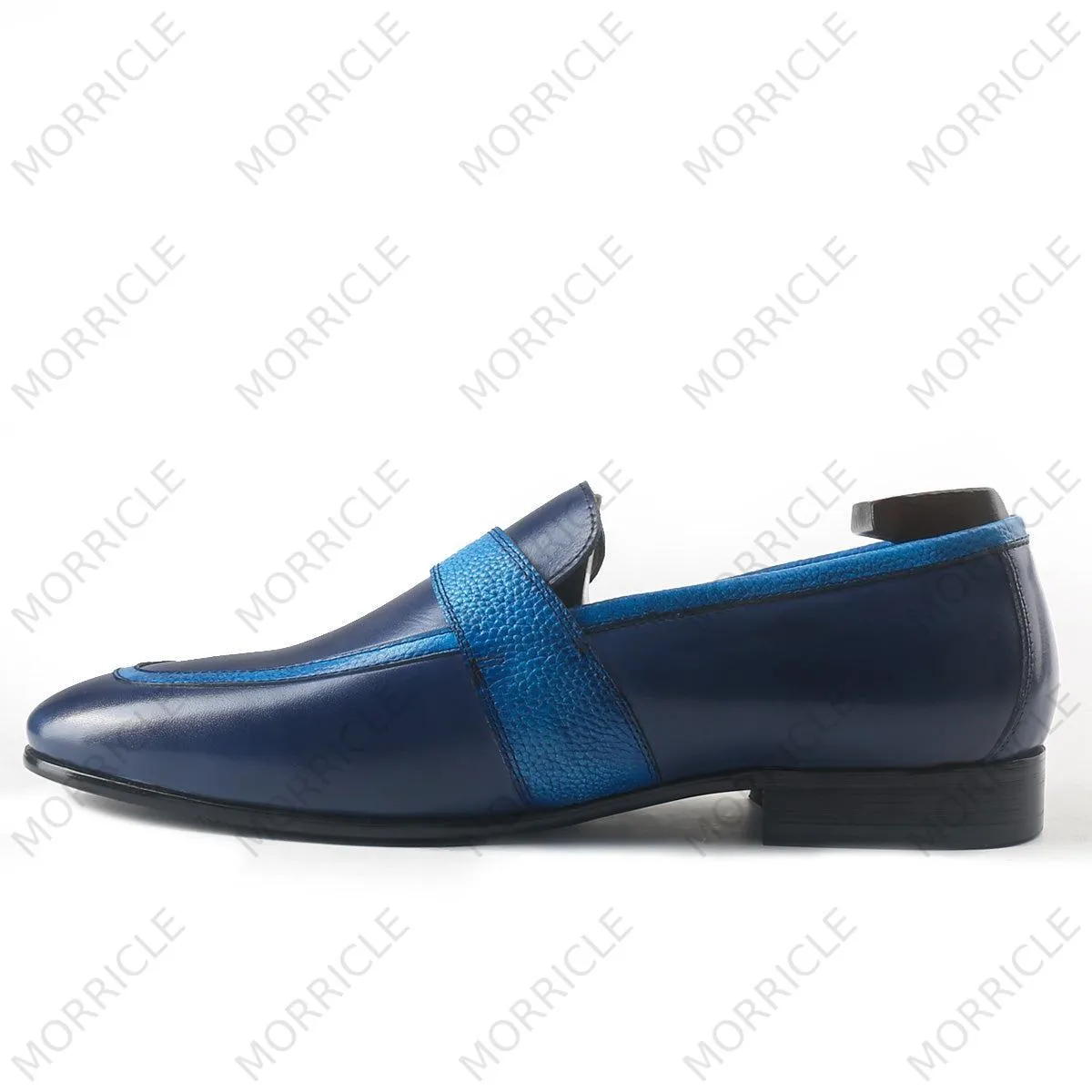 Stylish Navy Blue Buckled Loafers