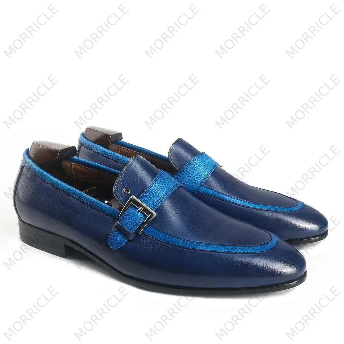 Stylish Navy Blue Buckled Loafers
