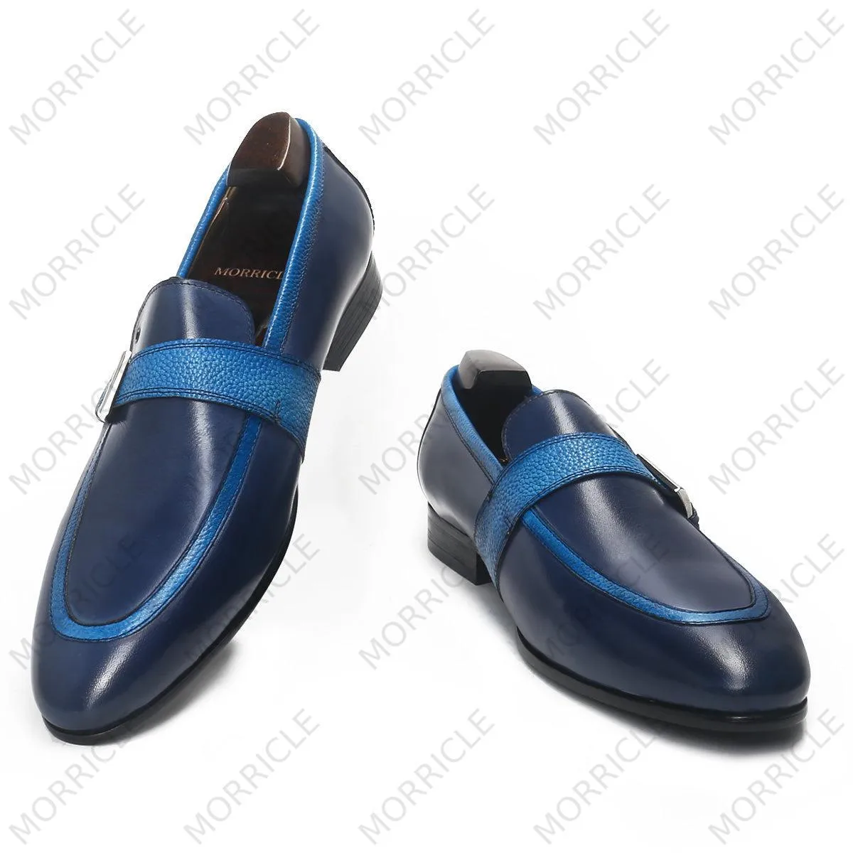 Stylish Navy Blue Buckled Loafers