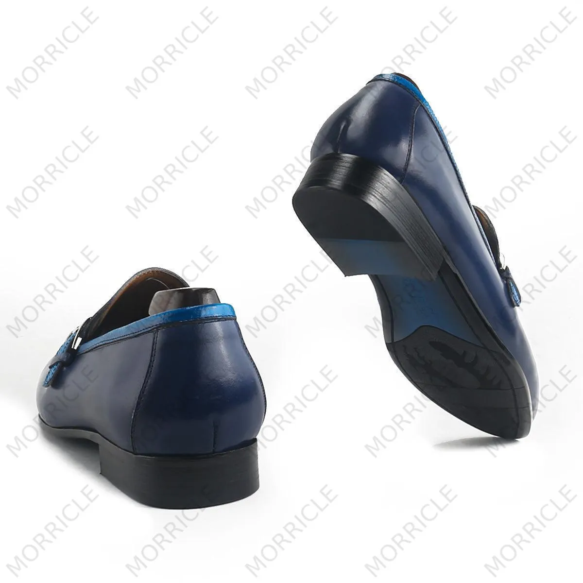 Stylish Navy Blue Buckled Loafers