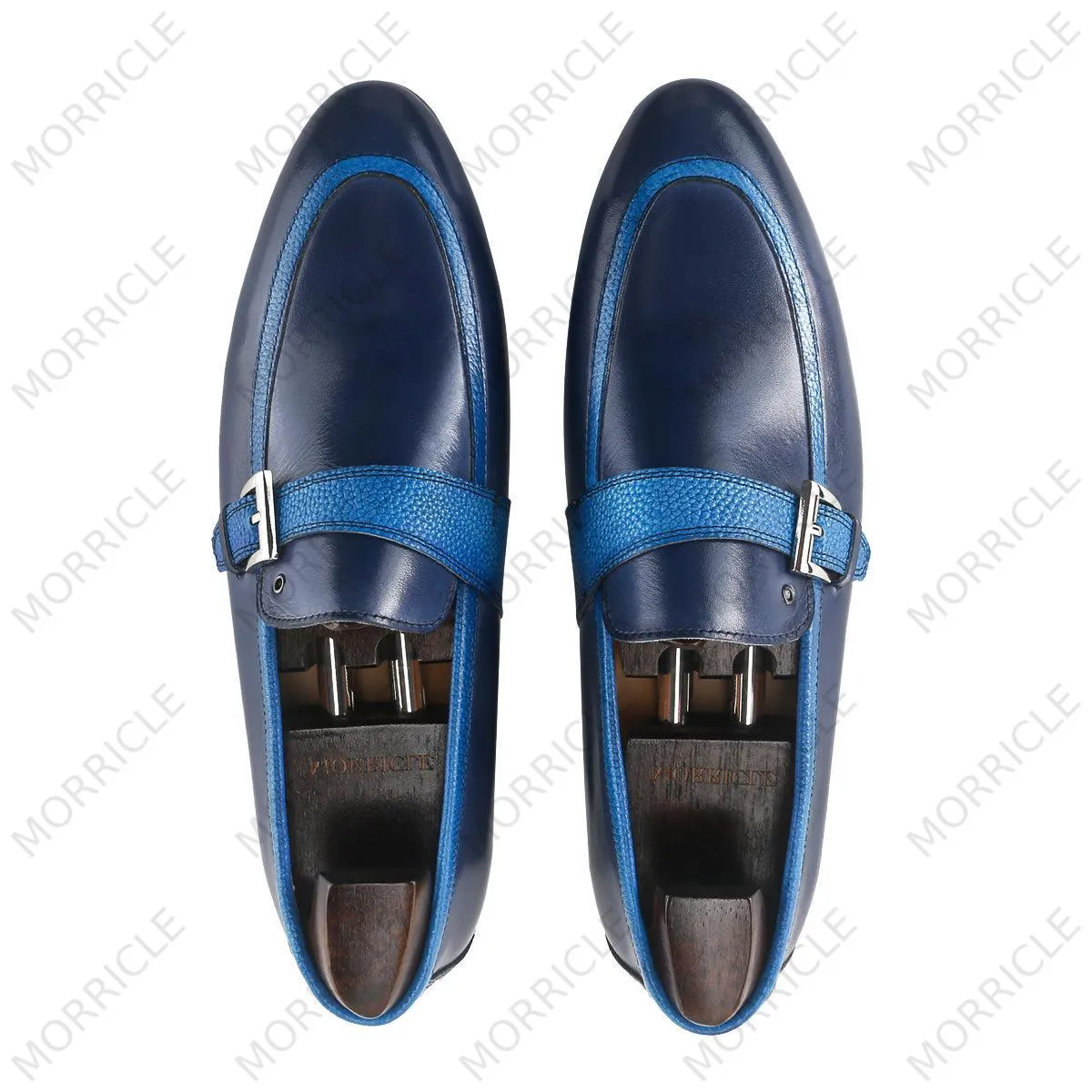 Stylish Navy Blue Buckled Loafers