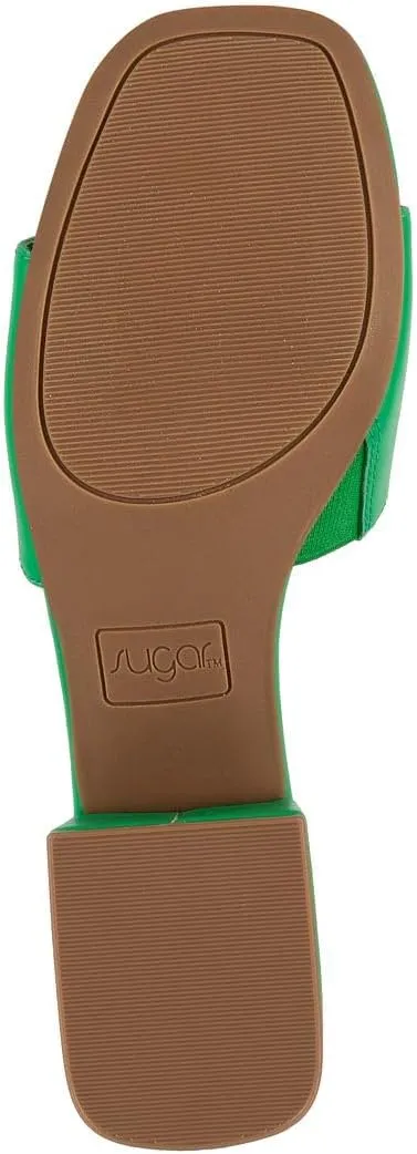 Sugar Women's Slip-On Block Heel Sandals – Square Toe Dress Mules with Low Heel – Comfortable Slide Shoes for Casual or Work Outfits