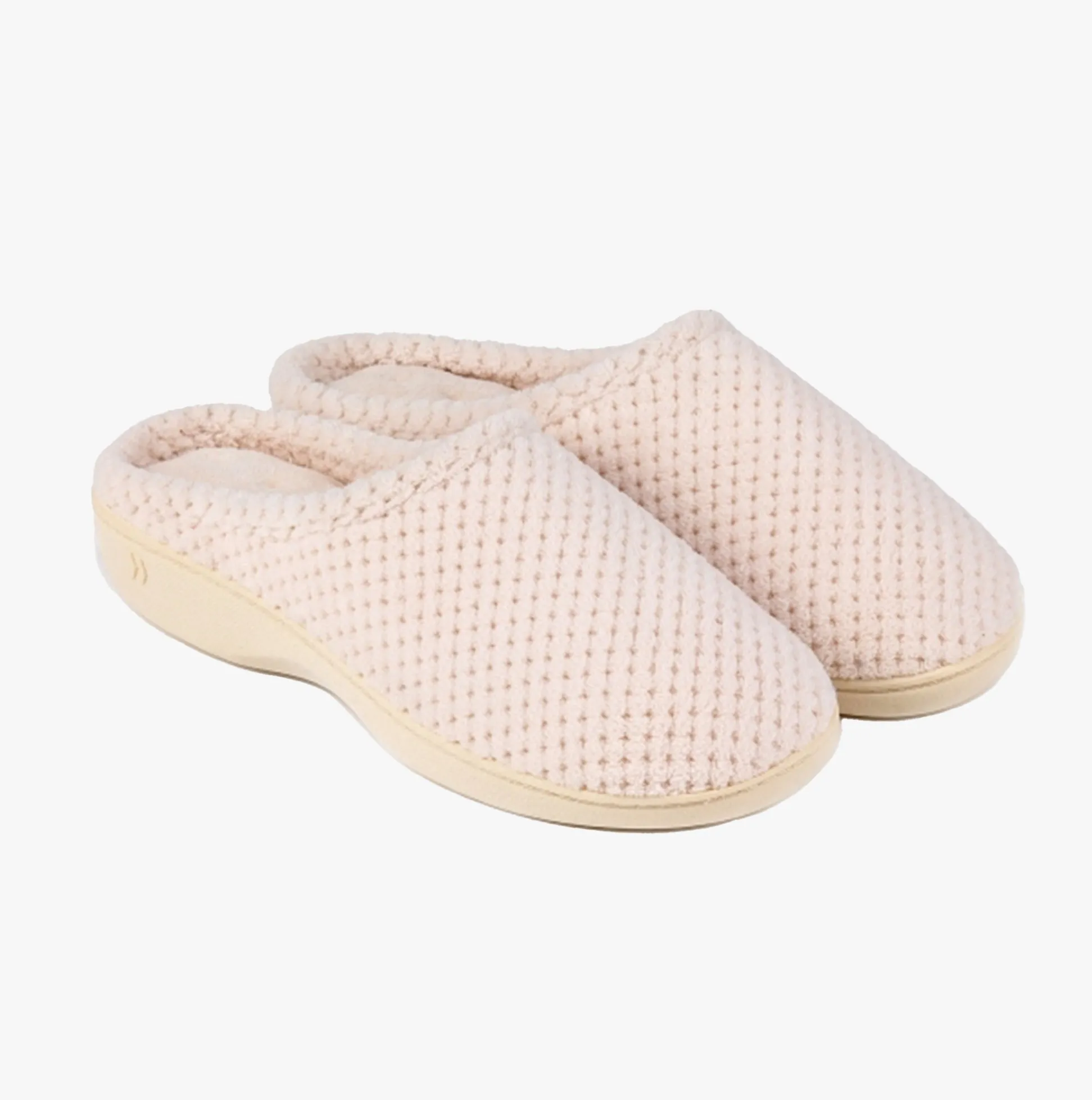 Totes Isotoner POPCORN TERRY Womens Mule Slippers Natural