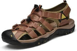 Veslexth Men's Outdoor Hiking Sandals, Sport Closed Toe Sandal Anti-Slip Athletic Trail Walking for Travel Water Beach Boat Fishing Adventure Lightweight Summer Shoes Waterproof Fisherman Trekking