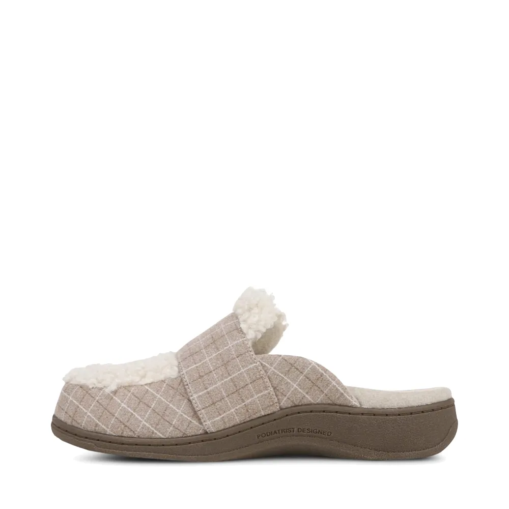 Vionic Women's Gemma II Mule Slipper (Cream Plaid)