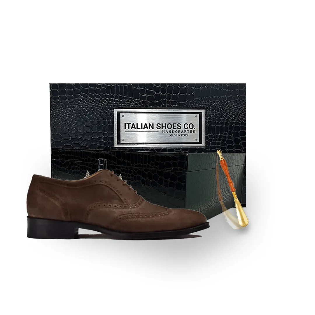Wingtip Suede Leather Derby Shoes