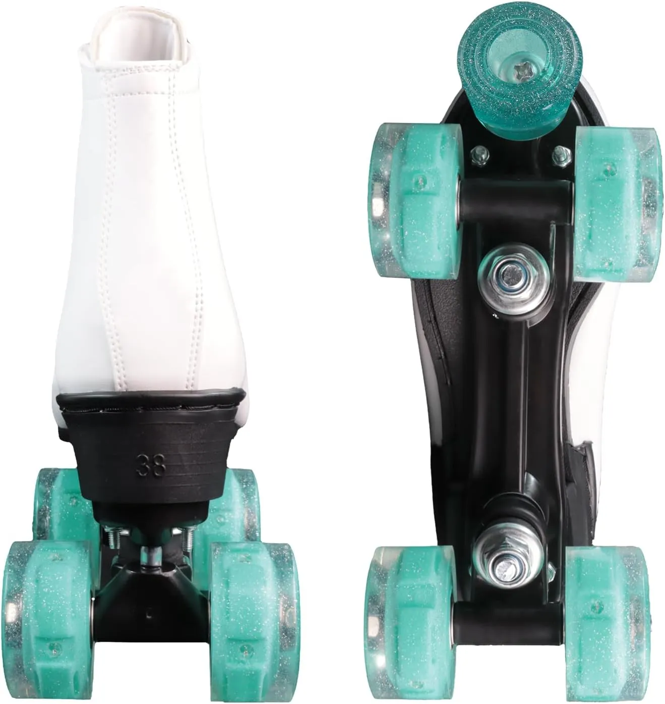 Wiwiy Roller Skates for Women and Men - Adjustable Four Shiny Wheel Skates for Outdoor Indoor Use