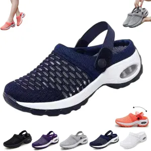 Women Diabetic Walking Air Cushion Slip-On Orthopedic Sandals,2023 New Air Cushion Platform Mesh Sneaker Sandals with Arch Support (8.5,Blue)