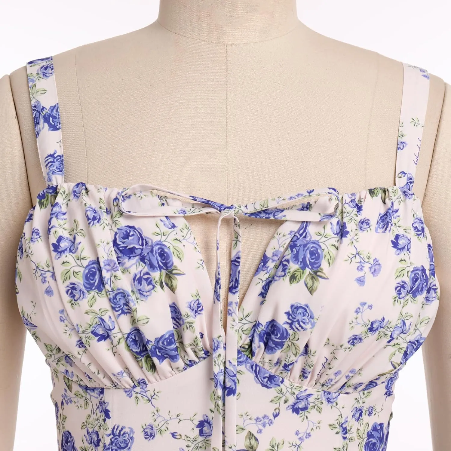 Women Floral Corset Dress Summer Dress 2024 Boho Flowy Slit Lace Up Midi Dresses Going Out A Line Casual Sundress