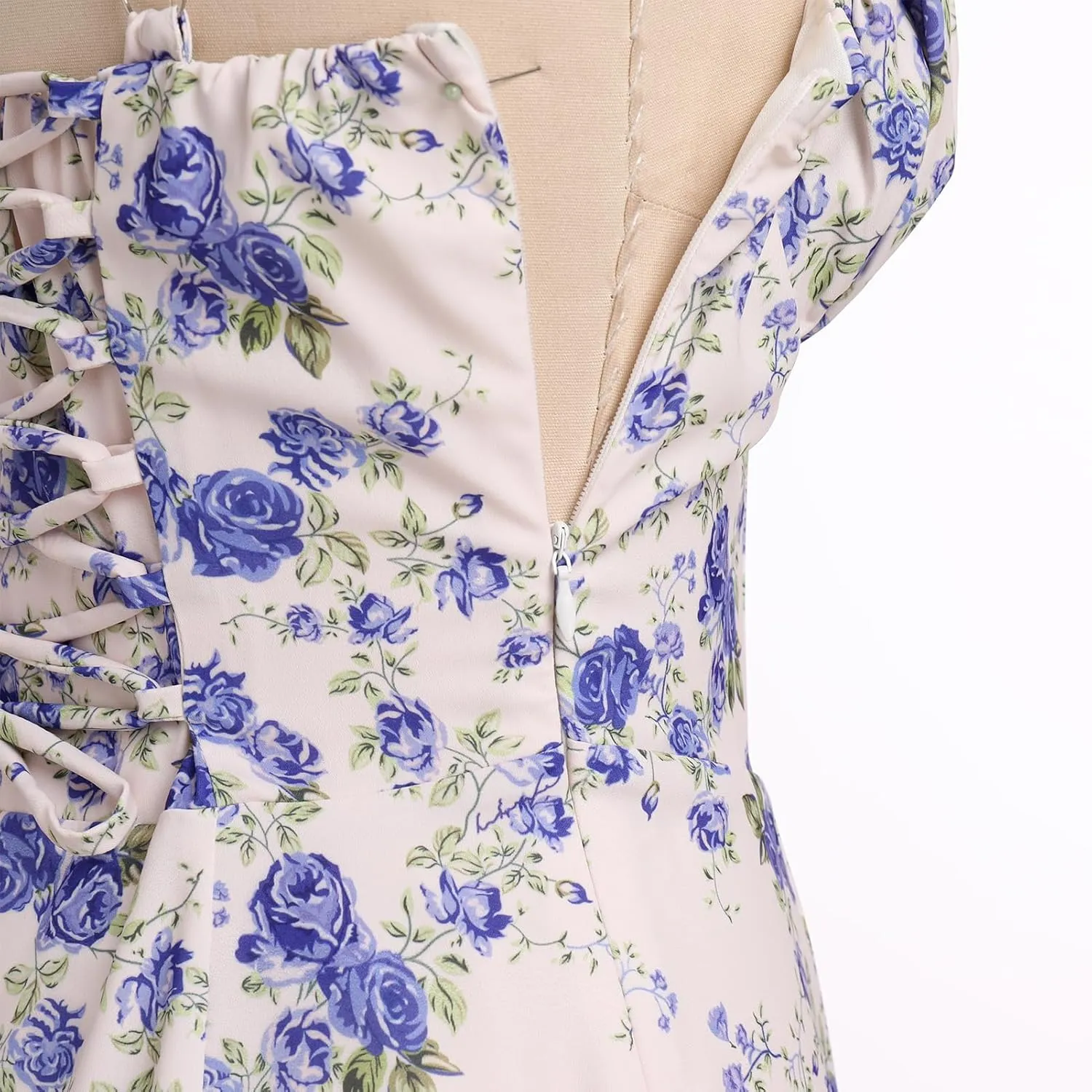 Women Floral Corset Dress Summer Dress 2024 Boho Flowy Slit Lace Up Midi Dresses Going Out A Line Casual Sundress