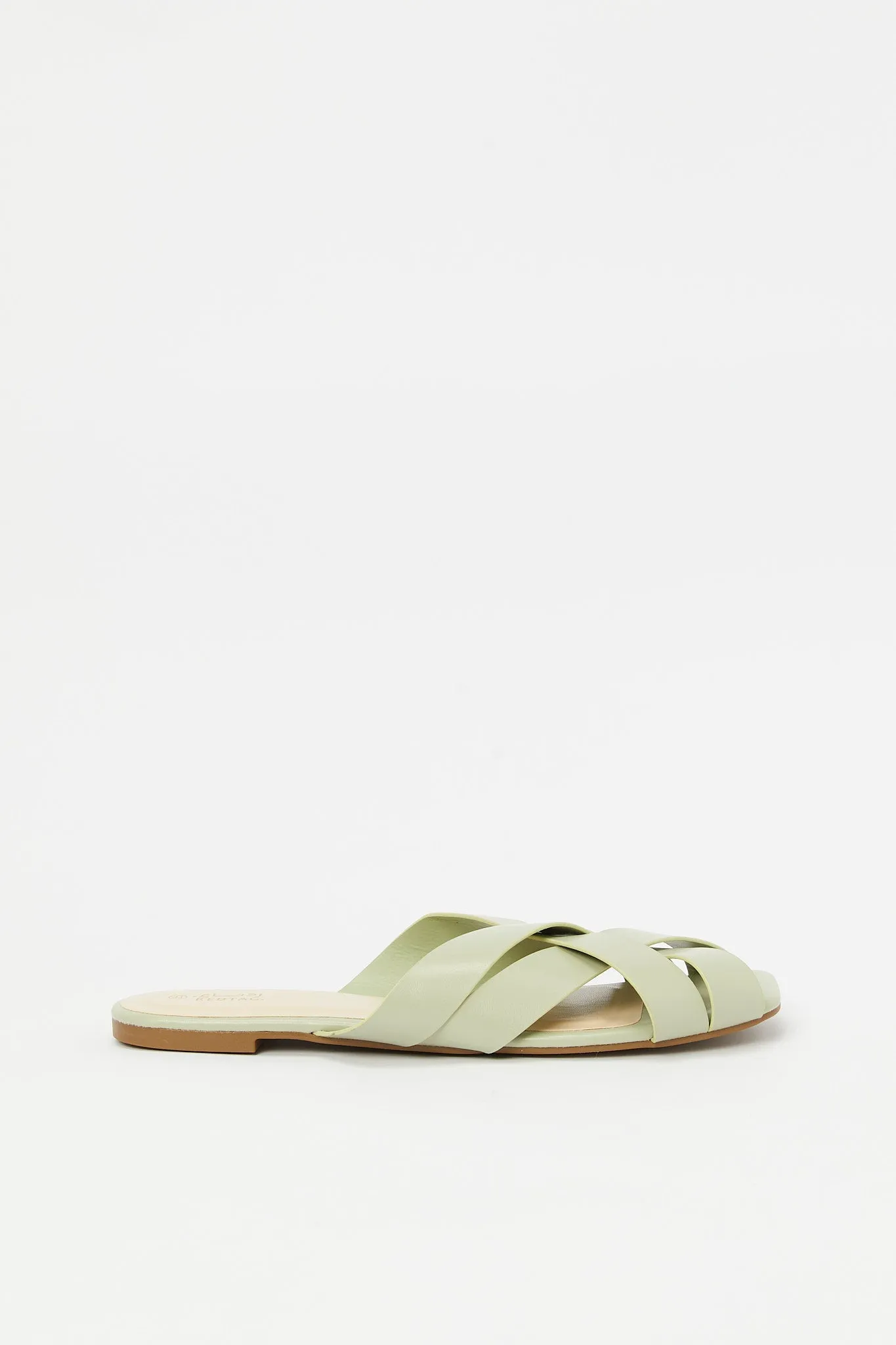 Women Green Closed Toe Strappy Mule