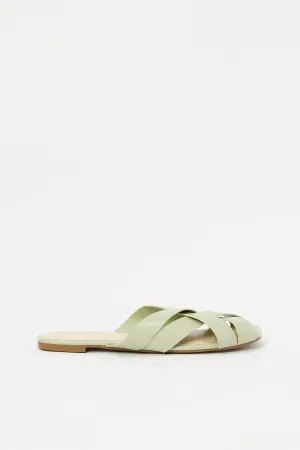 Women Green Closed Toe Strappy Mule