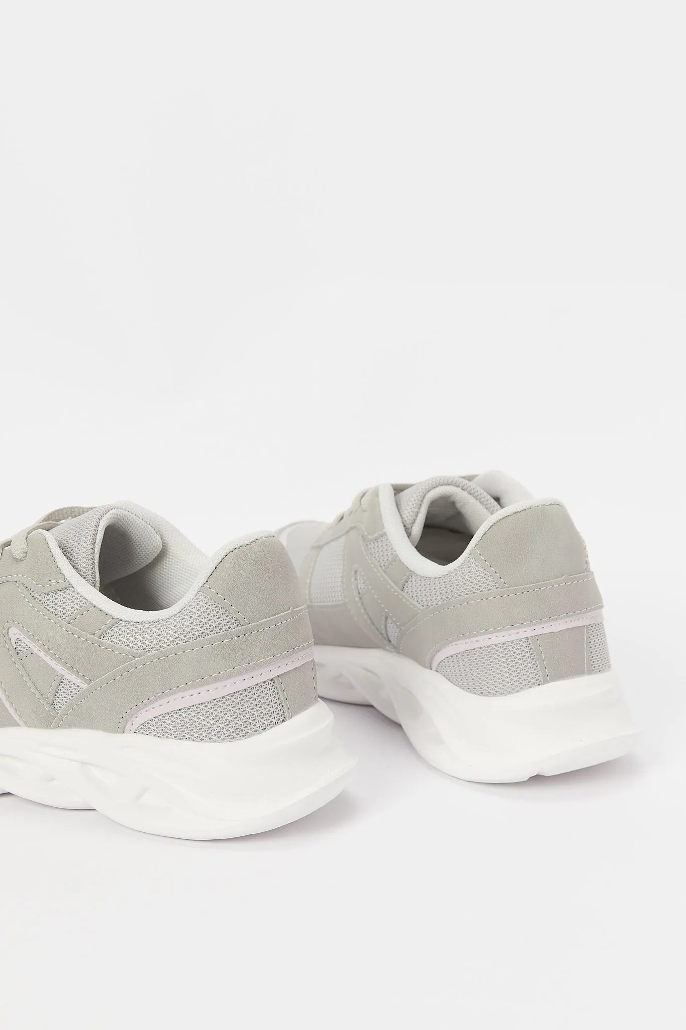 Women Grey Lace Up Sneakers
