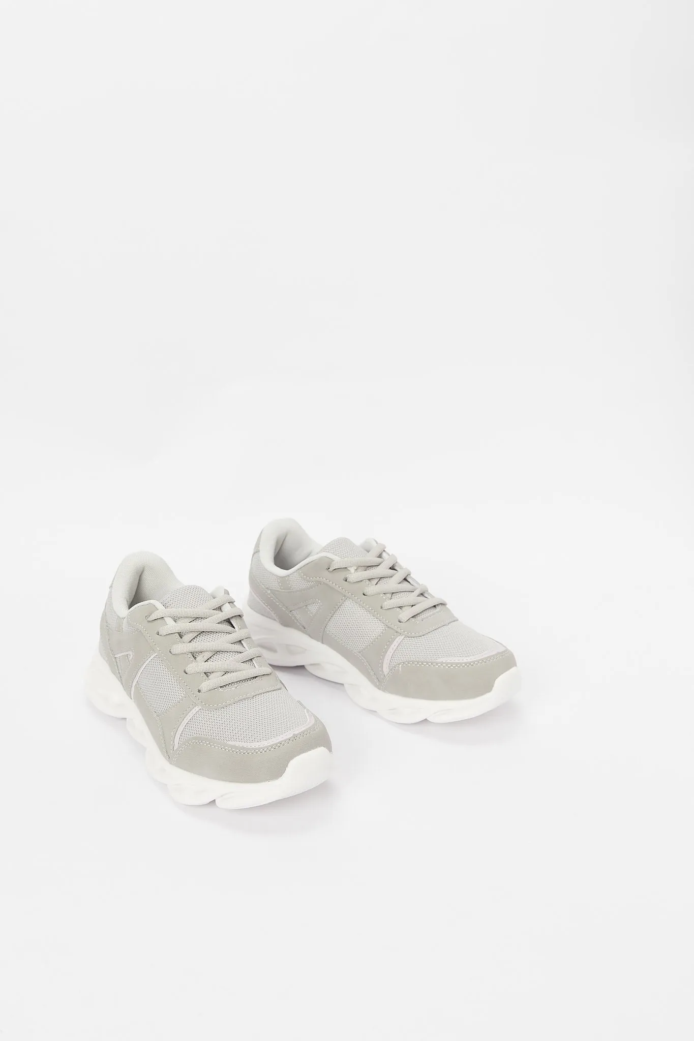 Women Grey Lace Up Sneakers