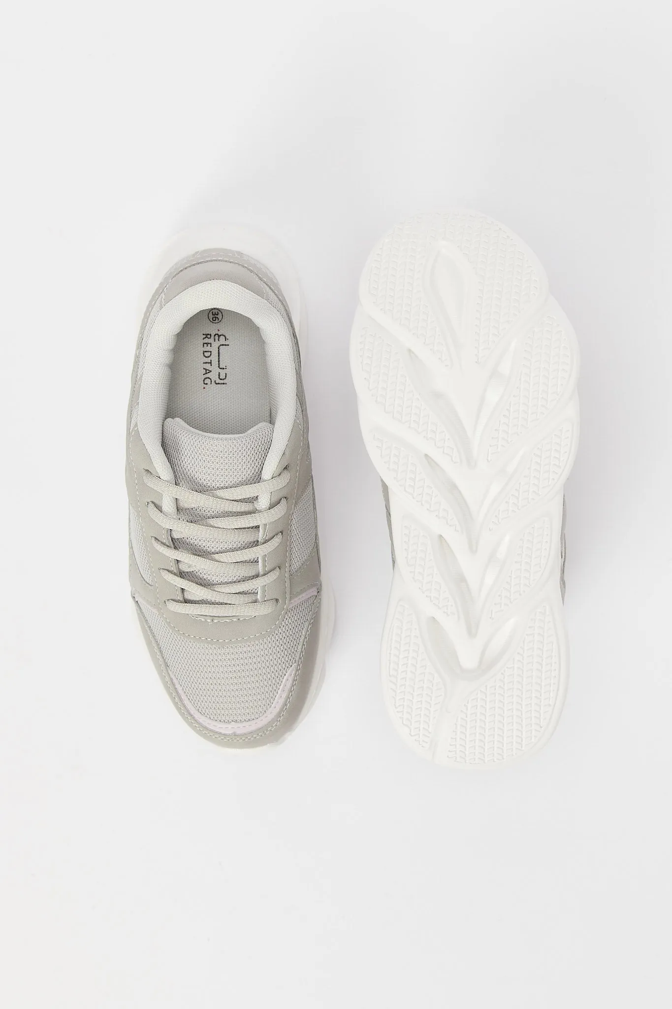 Women Grey Lace Up Sneakers