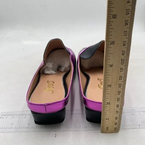 Women Luxury Leather Mules, Closed Square Toe Loafer,Med Chunky Heel Black Shoes