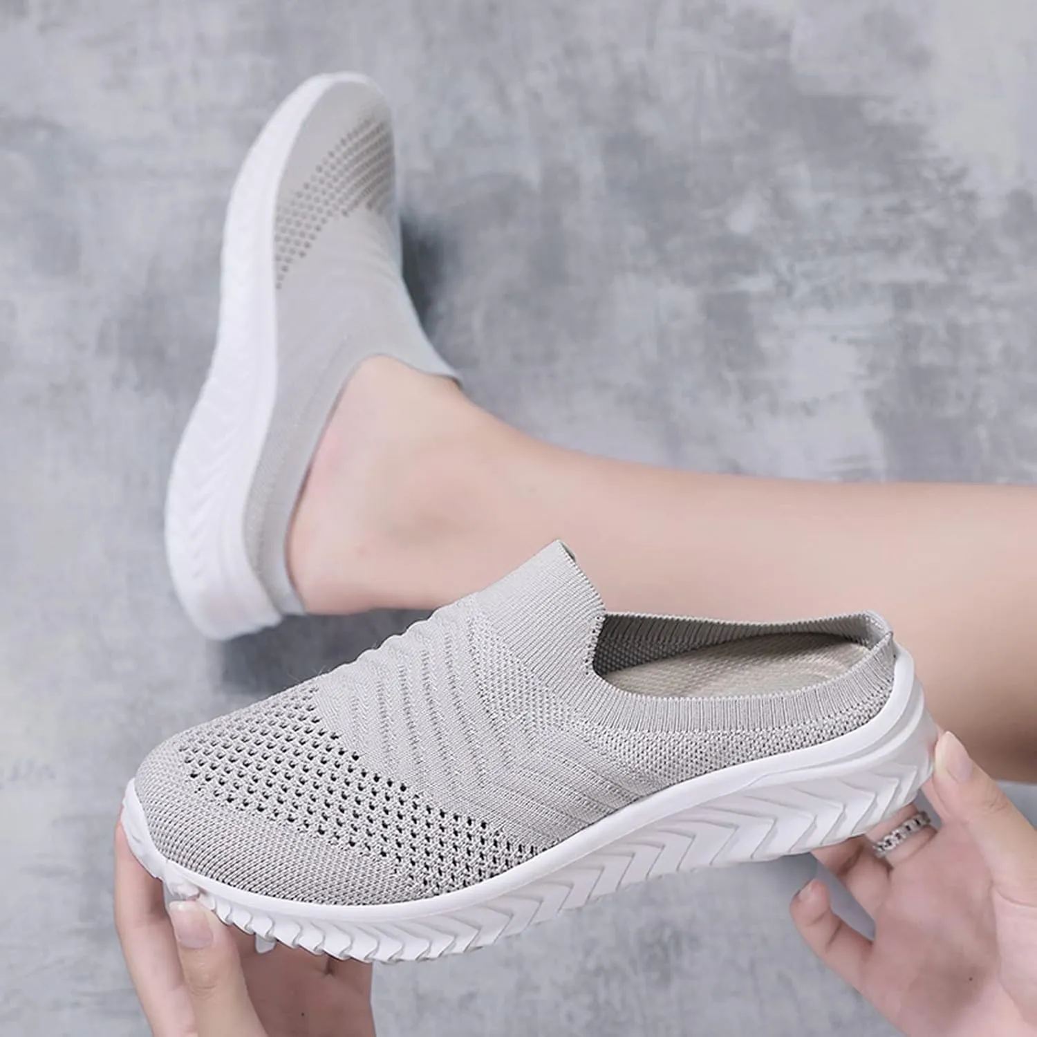 Women's Backless Slip on Mesh Sneakers Shoes Mens Casual Shoes Dressy Black Casual Shoes Waterproof Sneakers White Tennis Shoe Cross Trainer Shoe