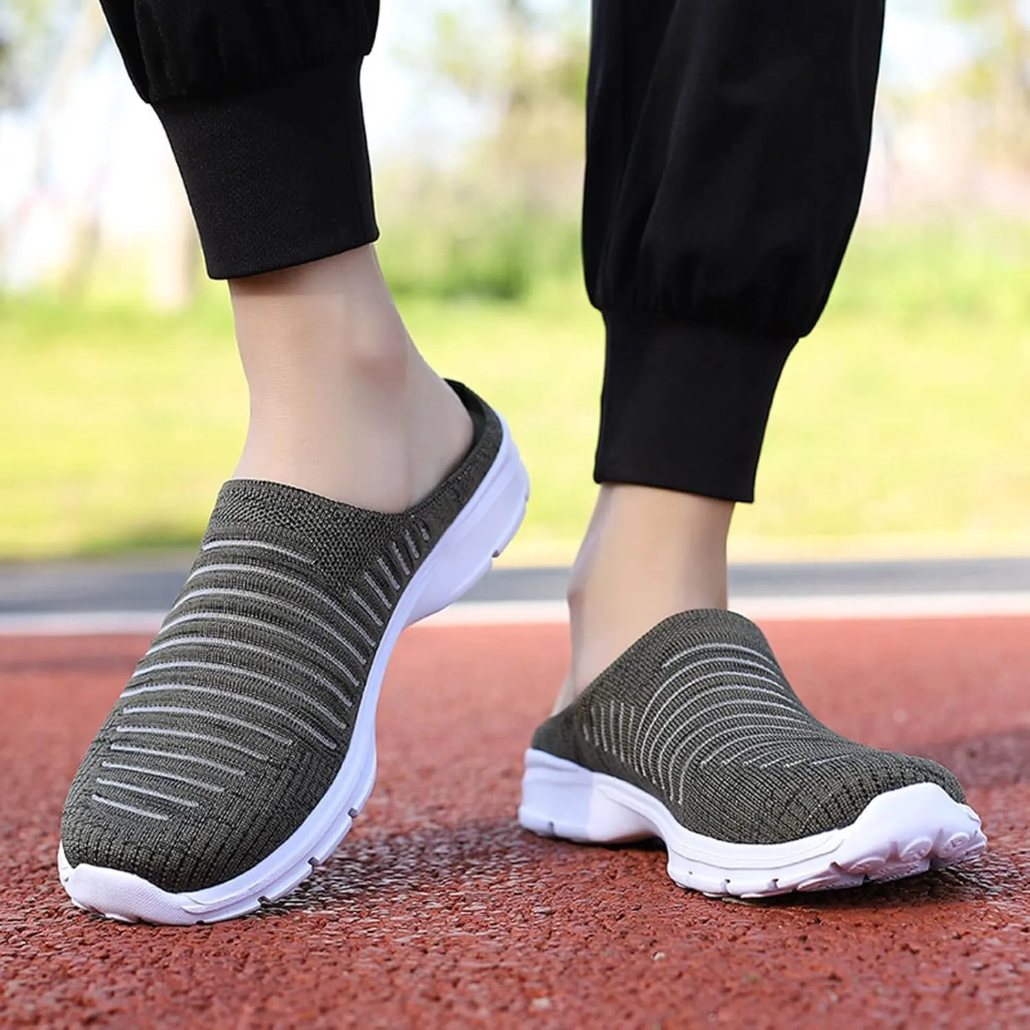Women's Backless Slip on Mesh Sneakers Shoes Womens Tennis Shoes Loafers Black Casual Shoes Women's Fashion Sneakers Brown Tennis Shoe Loafers Shoe